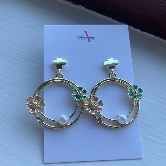 Circle Flower Earrings